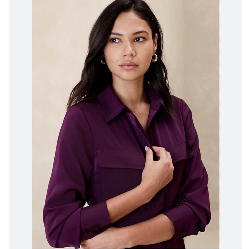 Banana Republic Deep Purple Wide Leg Jumpsuit - Picture 4 of 5